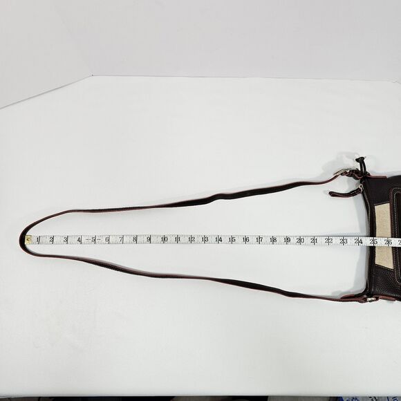 Brighton Brown & Cream Canvas Leather Crossbody Bag with Floral Lining - Picture 10 of 10